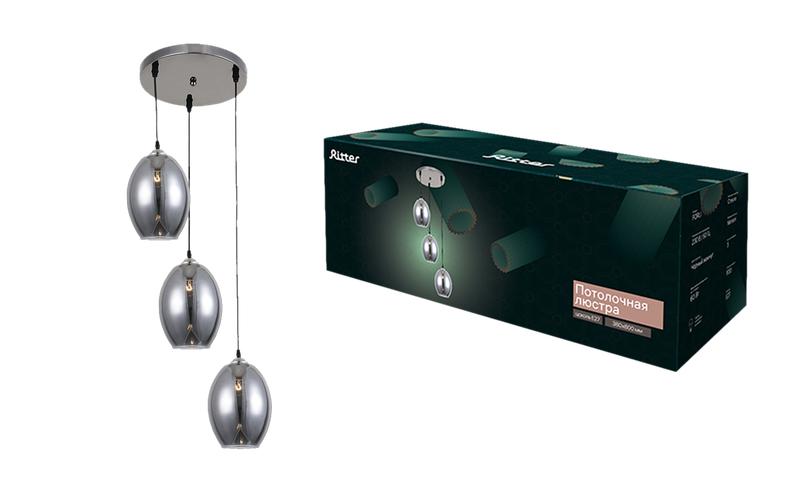 люстра подвесная forli 380х800мм e27 металл черн. жемчуж. ritter 52537 0 от BTSprom.by