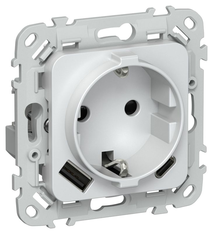 розетка 1-м сп flite рсюшс11-1-флж 16а с usb a+c 20вт с заземл. с защ. шторками безвинтовое крепление механизм жемчуж. iek fi-r14-16-1-u22-020-k36 от BTSprom.by