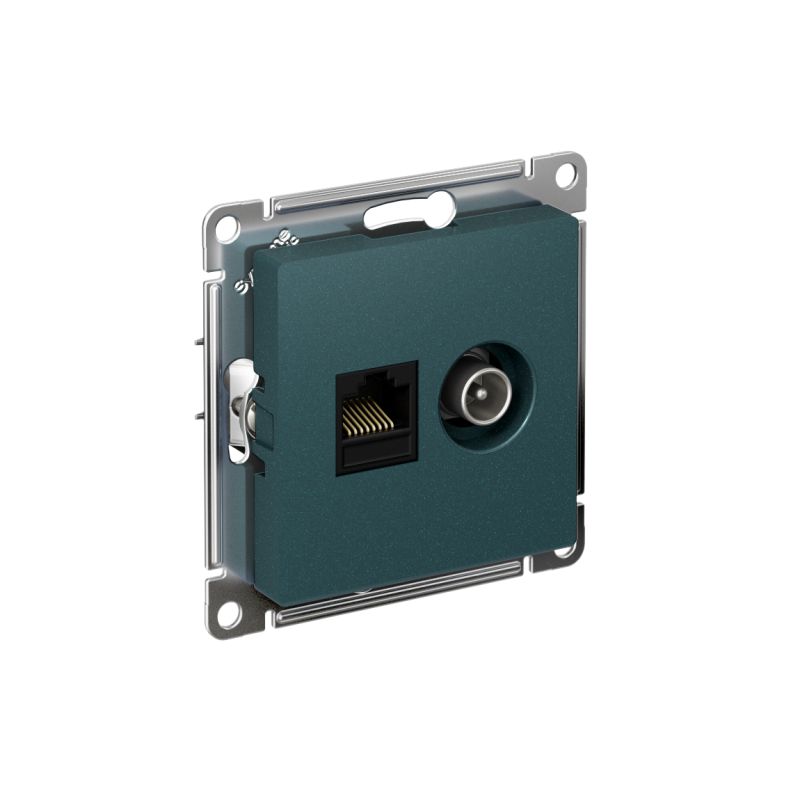 розетка компьютерная + телевизионная 2-м сп atlasdesign rj45 кат.5e + tv механизм изумруд se atn000889 от BTSprom.by