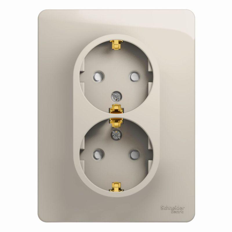 розетка 2-м сп glossa 16а ip20 250в с заземл. защ. шторки в сборе молоч. se gsl000926 от BTSprom.by