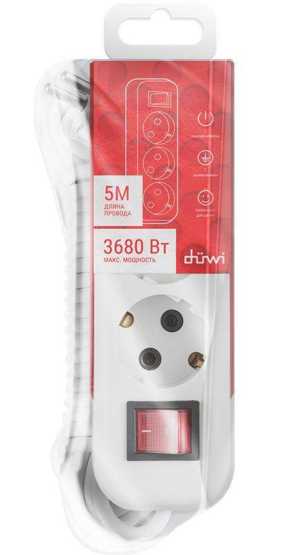 удлинитель 3х5м с/з со шторками с выкл. supraline провод h05vv-f 3х10кв.мм 3680вт 16а duwi 32059 3 от BTSprom.by