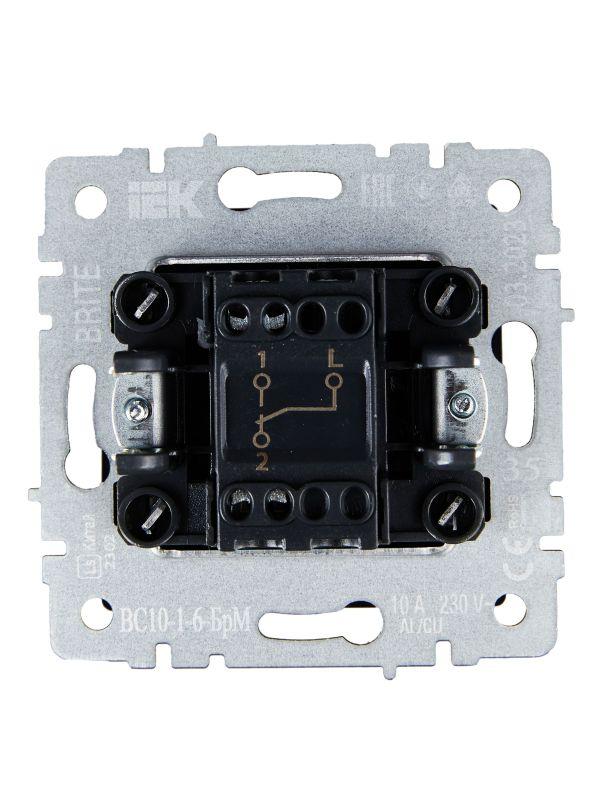  Выключатель проходной 1-кл. СП BRITE ВС10-1-6-БрМ 10А механизм маренго IEK BR-V12-0-10-K35 фото в каталоге от BTSprom.by