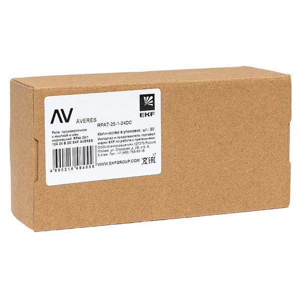  Реле промежуточное с кнопкой и мех. индикацией RPAt 25/1 12А 24В DC AVERES EKF rpat-25-1-24DC фото в каталоге от BTSprom.by