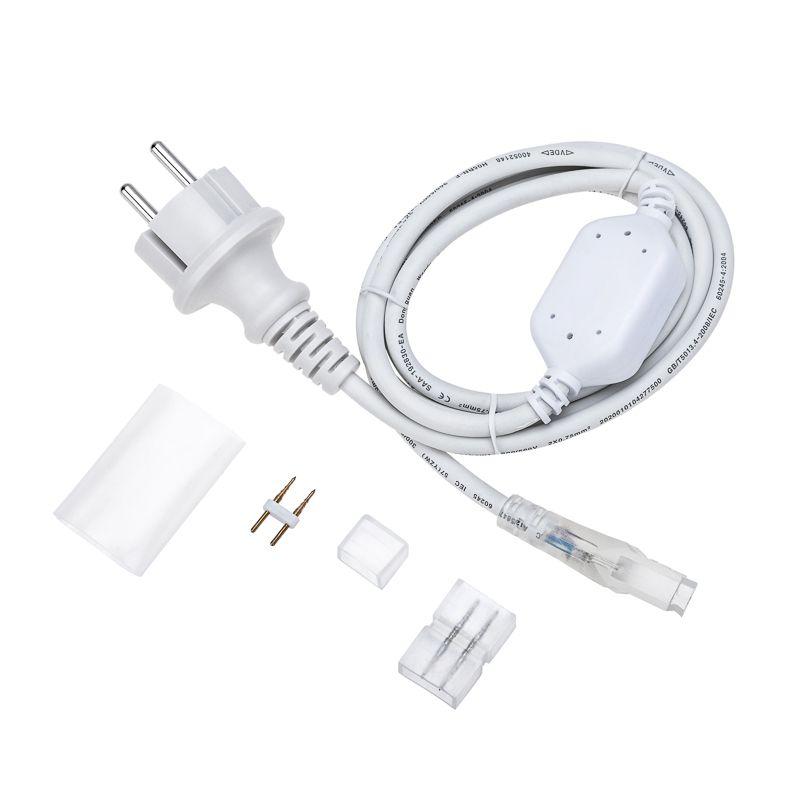 набор установочный для двухсторон. гибкого неона 8х16мм (шнур питания каучук с диодным мостом и вилкой; заглушка; переходная муфта; игла) 1.5м neon-night 134-502 от BTSprom.by