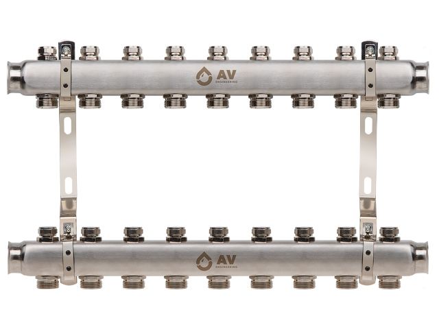 коллекторная группа ave162, 9 вых. av engineering (pro серия для отопления (радиаторы)) ave16200109 от BTSprom.by
