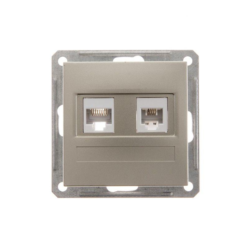 розетка компьютерная + телефонная 2-м сп w59 rj45 + rj11 кат.5e 1а механизм шампань se rsi-251tk5e-4-86 от BTSprom.by