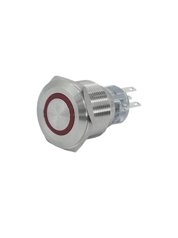 выключатель кнопочный gq22-l-11e/r/220v/s 1но+1нз цилиндр с подсветкой 220в ac/dc d22мм ip65 метал. красн. электротехник et020094 от BTSprom.by