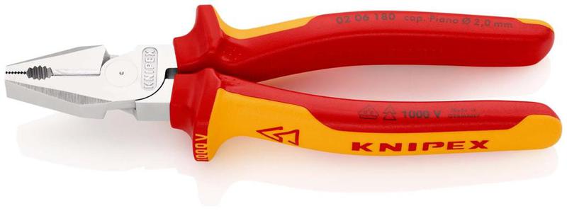 плоскогубцы комбинированные особой мощности vde l-180мм хром. knipex kn-0206180 от BTSprom.by