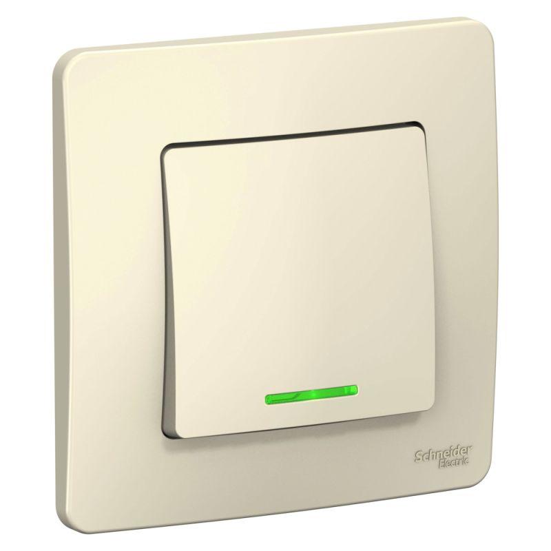 выключатель 1-кл. сп blanca 10а ip20 (сх. 1) 250в с подсветкой молочн. se blnvs010112 от BTSprom.by