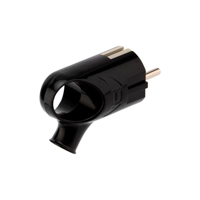  Вилка Евро угловая 16А с заземл. с кольцом черн. Rexant 11-8953 фото в каталоге от BTSprom.by