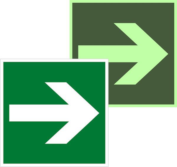 знак эвакуационный e 02-01 "направляющая стрелка" 200х200мм пластик с покрытием фотолюминесцентным ekf pn-e-02-01-f от BTSprom.by