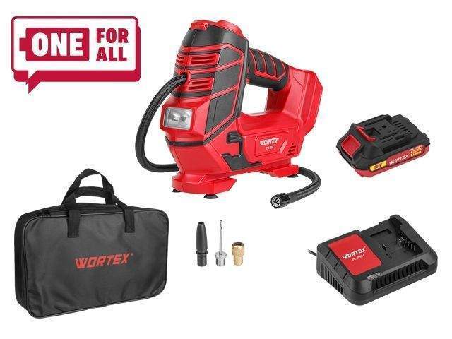 аккум. компрессор wortex cti 1811 в кор. all1 xlt set 18 в, 11 бар, 12 л/мин, 1х2 а*ч, зу (18в/ 160 psi / 11 бар / 1100 кпа, цифровой манометр, 600 мм от BTSprom.by