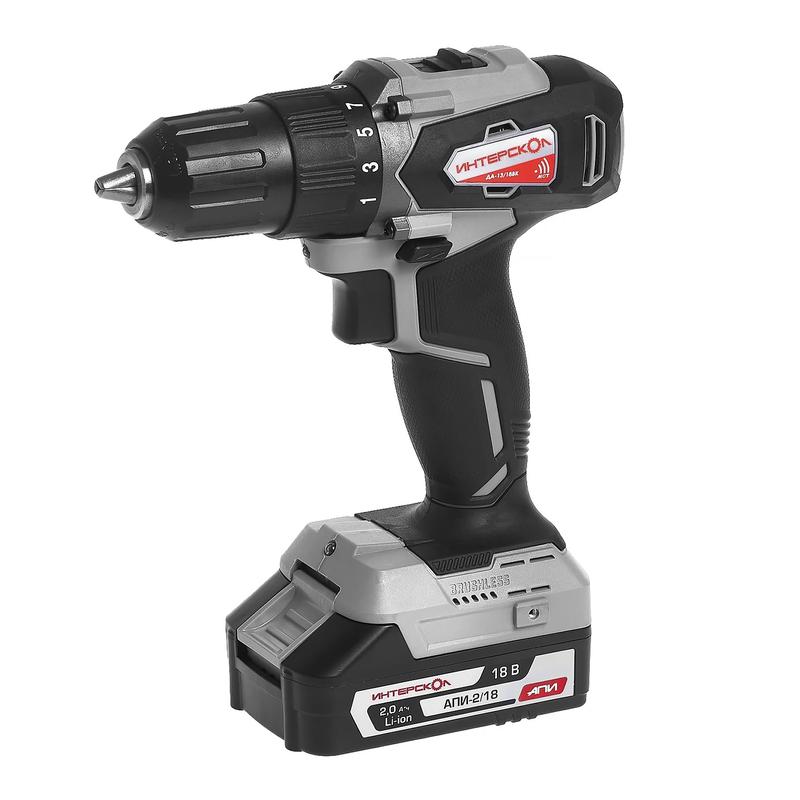 дрель-шуруповерт аккумуляторная бесщеточная да-13/18вк 45 li-ion апи (кейс без аккум. зу) интерскол 575.0.0.70 от BTSprom.by