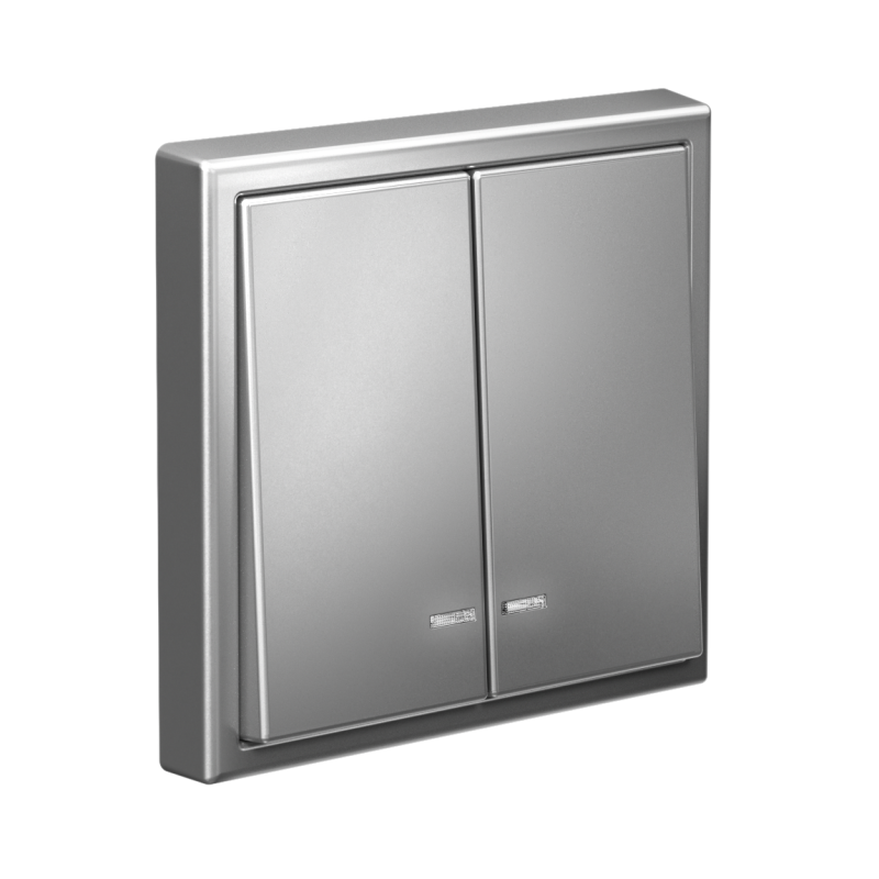  Выключатель 2-кл. ArtGallery (сх. 5а) 10AX с подсветкой быстрозажим. клем. механизм сталь SE GAL000953S фото в каталоге от BTSprom.by