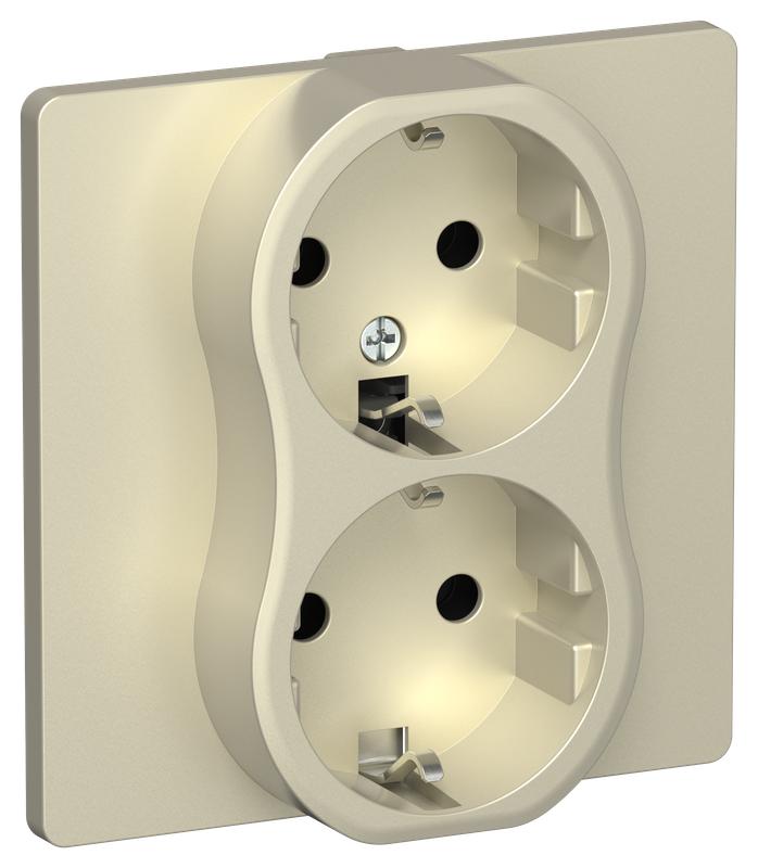 розетка 2-м сп flite рс12-0-к-флш 16а с заземл. без защ. шторок в сборе механизм шампань iek fi-r21c-16-k37 от BTSprom.by