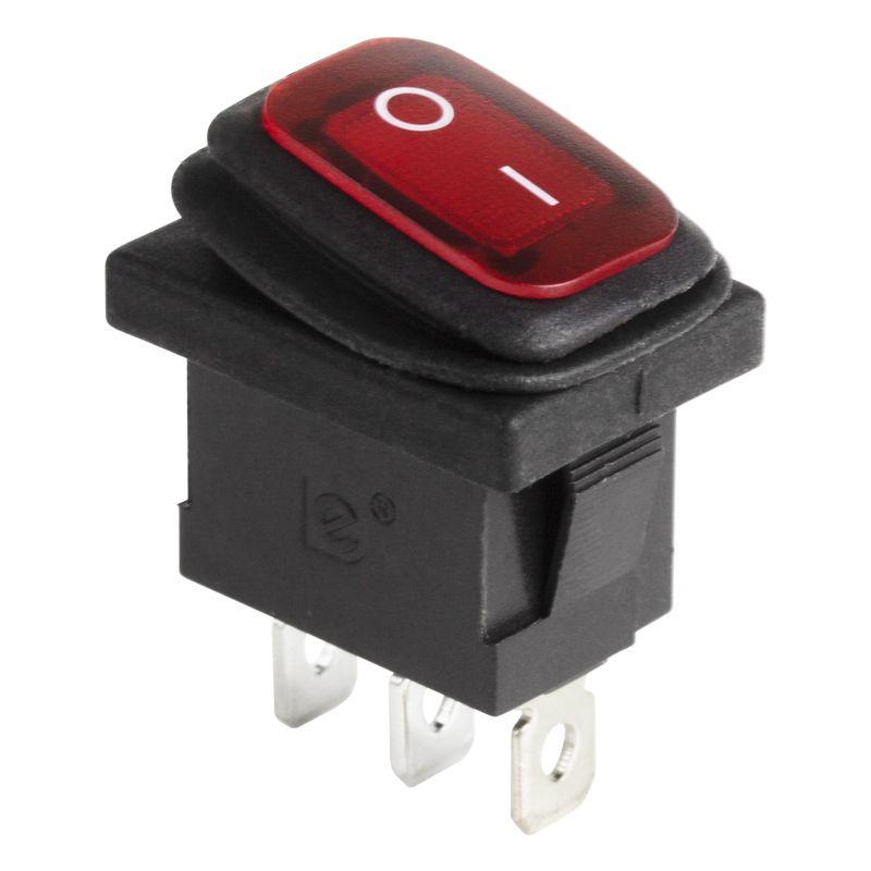 выключатель клавишный 250в 6а (3с) on-off красн. с подсветкой mini влагозащита rexant 36-2175 от BTSprom.by