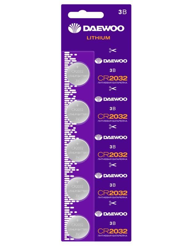 элемент питания литиевый cr2032 3в 2021 bl-5 (уп.5шт) daewoo 5030268 от BTSprom.by