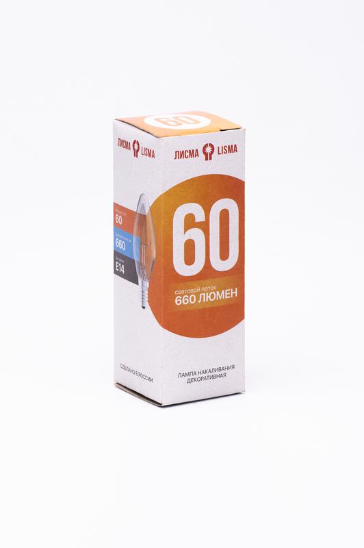 лампа накаливания дс 230-60 60вт свеча прозрачная e14 230в ку лисма 327302300 от BTSprom.by