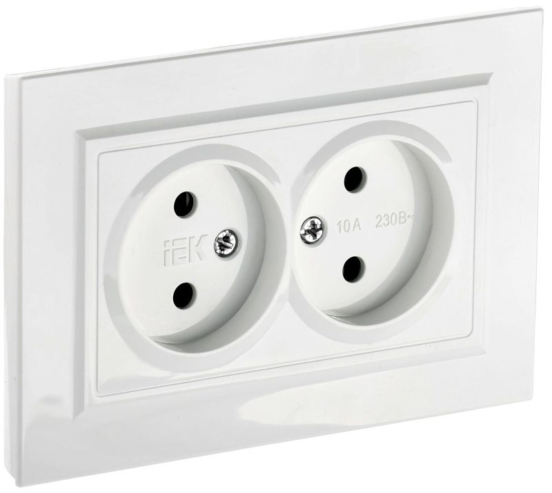 розетка 2-м сп brite рс12-2-брб 10а в сборе без заземл. без защ. шторок бел. iek br-r20-10-k01-f от BTSprom.by