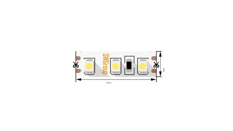 лента светодиодная стандарт 3528 120led/м 9.6вт/м нейтр. бел. 12в ip20 со скотчем 3м (уп.5м) swg standard 00-00006316 от BTSprom.by