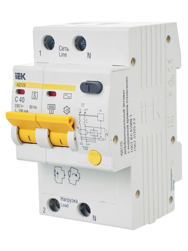 Выключатель автоматический дифференциального тока селективный 2п 40А 100мА тип AC АД12S KARAT IEK MAD13-2-040-C-100 фото в каталоге от BTSprom.by