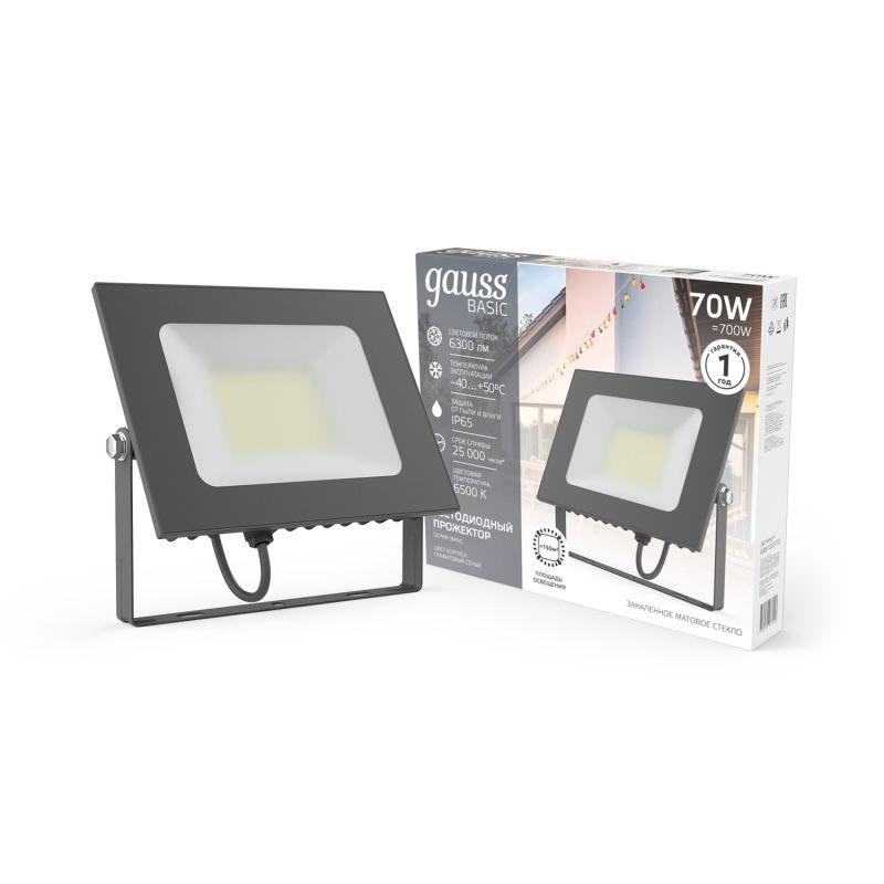  Прожектор светодиодный Basic 70Вт 6500К IP65 6300лм 200-240В ДО сер. GAUSS 688100370 фото в каталоге от BTSprom.by