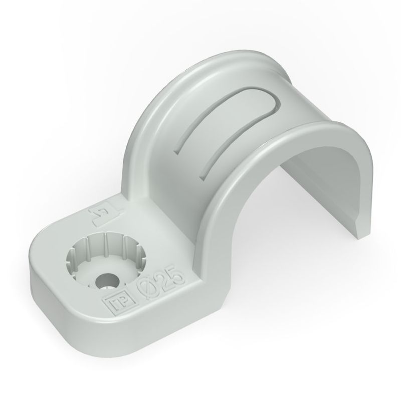 крепеж-скоба односторонняя d25мм для прямого монтажа атмосф. пластик. в п/э сер. (уп.50шт) промрукав pr13.0370 от BTSprom.by