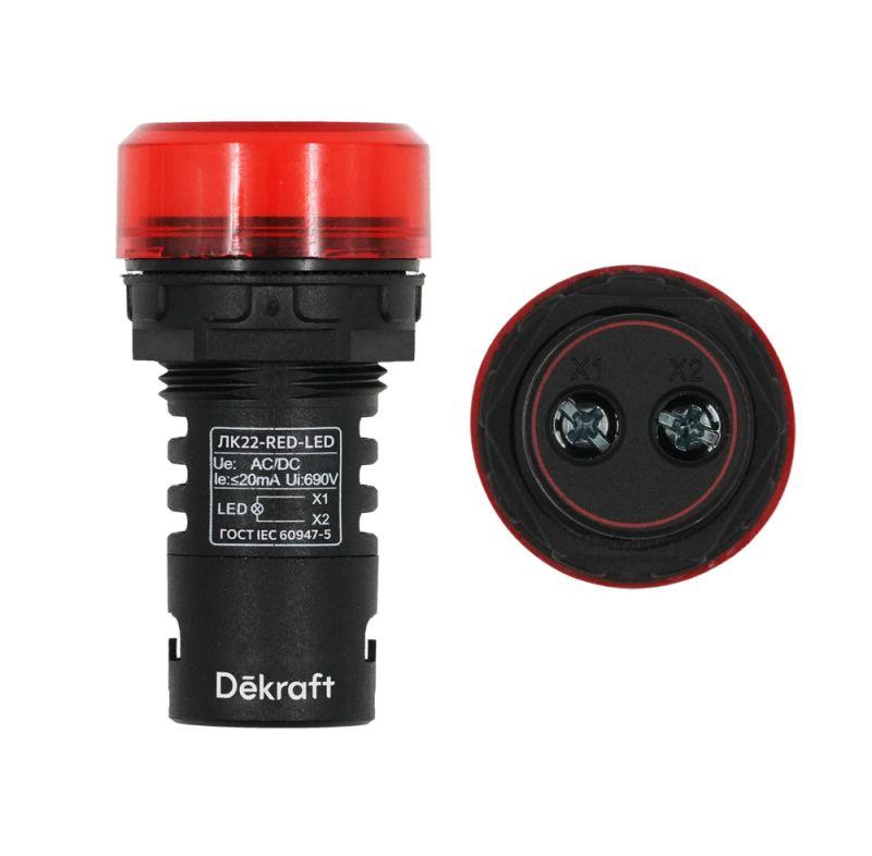 лампа коммутационная adds лк-22 d22мм 24в ac/dc красн. led dekraft 25066dek от BTSprom.by