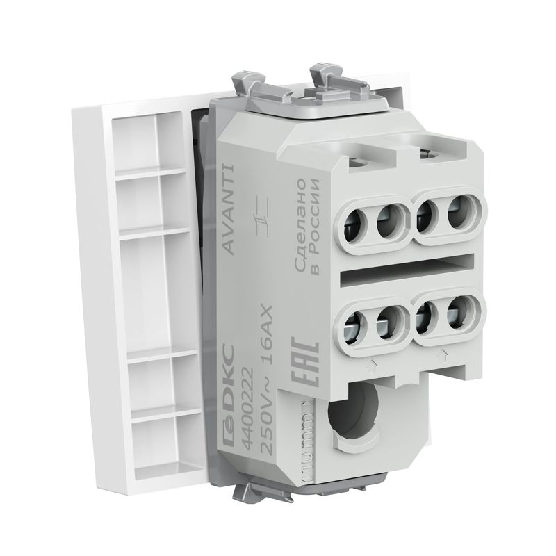  Выключатель модульный 1-кл. 2п 2мод. Avanti "Белое облако" 16А IP20 бел. DKC 4400222 фото в каталоге от BTSprom.by