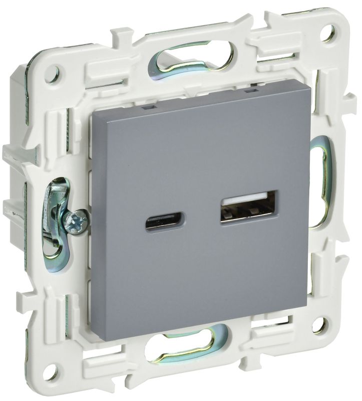 розетка usb a+c 18вт skandy sk-r13gr сер. iek sk-u22-018-k03 от BTSprom.by