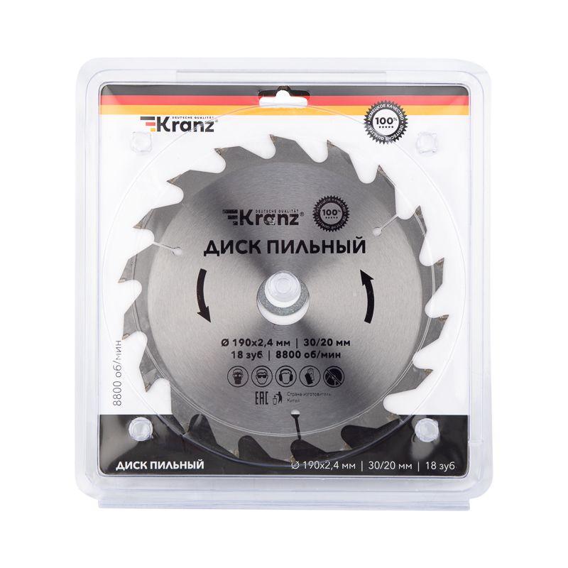  Диск пильный 190мм х18зуб х30/20мм Kranz KR-92-0112 фото в каталоге от BTSprom.by