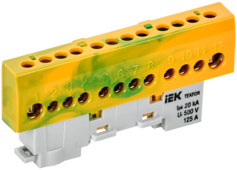 шина pe "земля" изол. на универс. держ. 8х12-12-жз tekfor iek tf-nn20-12-kl-k52 от BTSprom.by