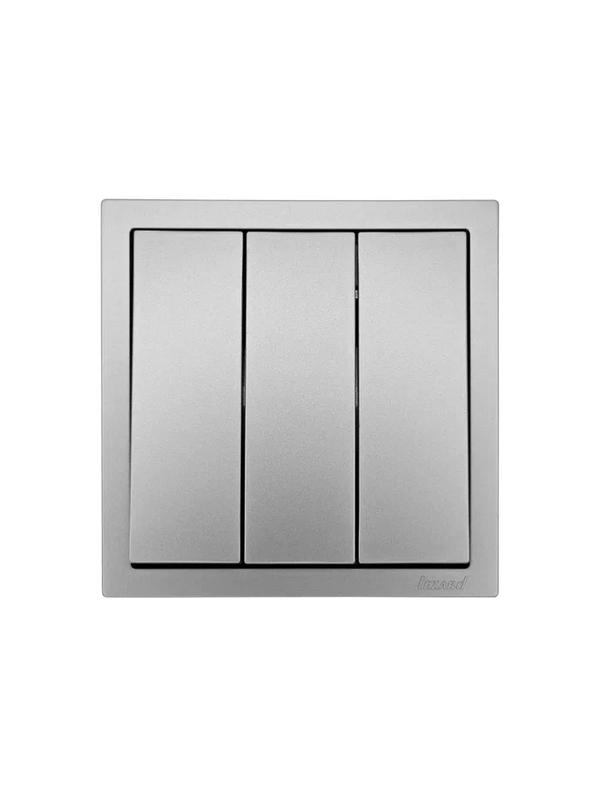  Выключатель 3-кл. СП ZIMA IP20 10А безвинт. зажим сер. матов. LEZARD 704-7488-109QC фото в каталоге от BTSprom.by