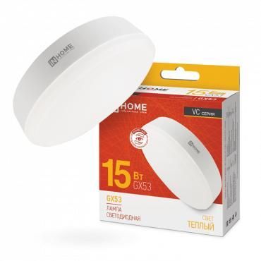 лампа светодиодная led-gx53-vc 15вт таблетка 3000к тепл. бел. gx53 1430лм 230в in home 4690612020815 от BTSprom.by