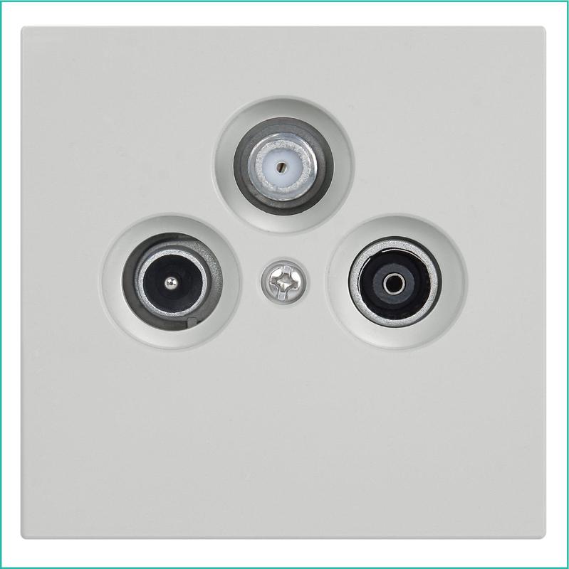 розетка телевизионная оконечная tv + fm + sat 3-м сп fd ф9.5мм с накладкой механизм тауп матов. soft touch jasmart fd6206ptm от BTSprom.by