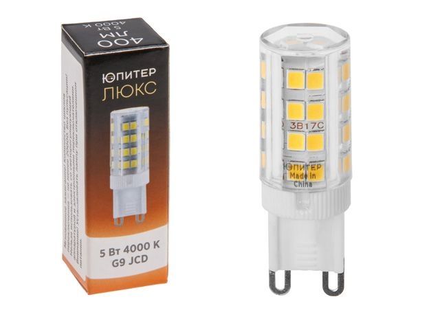 лампа светодиодная jcd 5 вт 230в g9 4000к юпитер люкс jp5101-43 от BTSprom.by