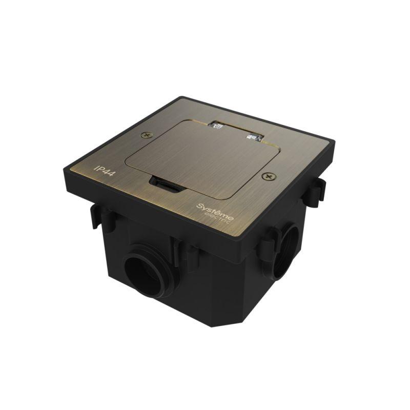  Лючок MultiDesk MDK21 с розеткой 2P+E 16А 250В IP44 с монтажной коробкой для бетонных полов античная латунь SE MDK21202BC фото в каталоге от BTSprom.by