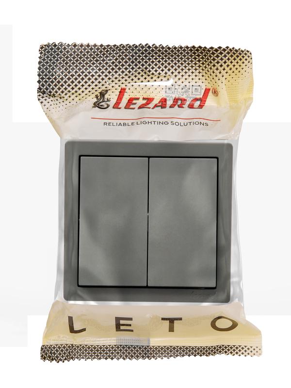  Выключатель 2-кл. ОП LETO платина LEZARD 752-3500-101 фото в каталоге от BTSprom.by