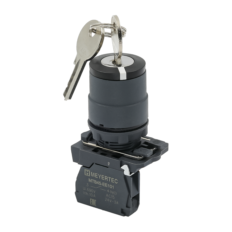 переключатель с ключом на 2 положения с фиксацией 1 выемка 1no ip65 пластик mtb5-ag21 овен 137260 от BTSprom.by