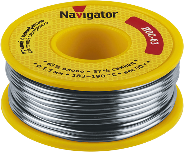 припой 93 781 nem-pos05-63k-1.5-k50 (пос-63 катушка 1.5мм 50г) navigator 93781 от BTSprom.by