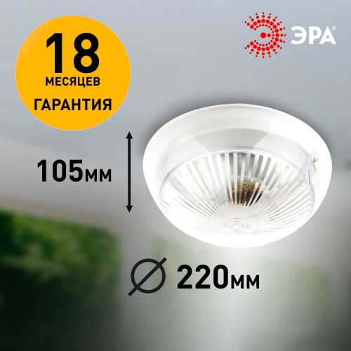  Светильник "Сириус" НБП 06-60-001 max 60Вт E27 IP54 D220 круг поликарбонат призма ЭРА Б0048029 фото в каталоге от BTSprom.by