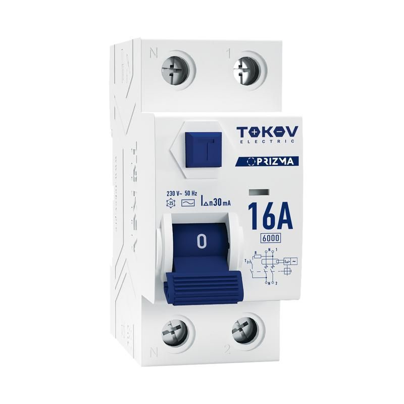 выключатель дифференциального тока (узо) 2п (1p+n) 16а 30ма тип ac 6ка prizma tokov electric tke-pz60-rcdm-2-16-30-ac от BTSprom.by