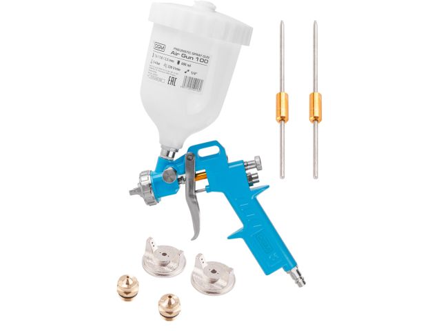 краскораспылитель dgm air gun 100 (hp, сопла ф 1.5, 1.8, 2.5 мм, верх. бак 600 мл) dg4016-1 от BTSprom.by