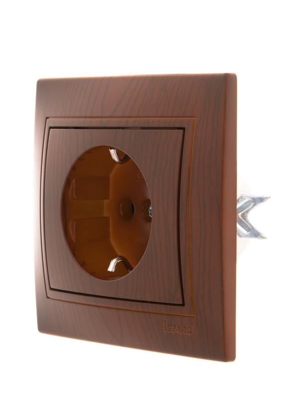  Розетка 1-м СП Mira 16А IP20 с заземл. керамика сосна LEZARD 701-0801-122 фото в каталоге от BTSprom.by
