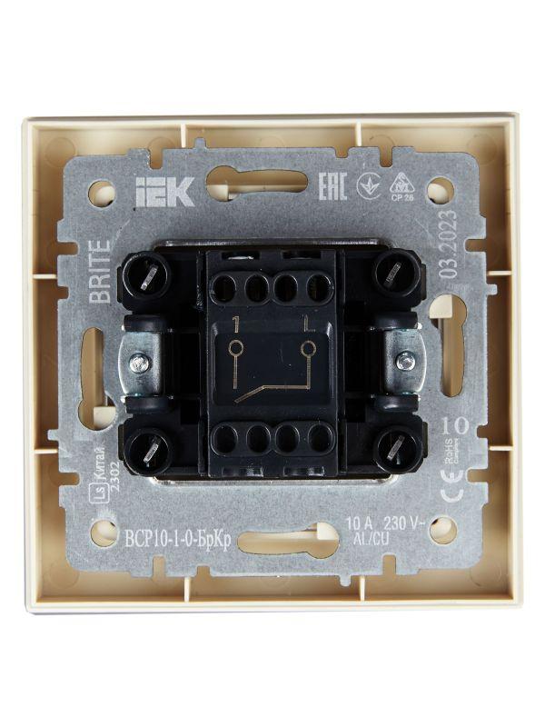  Выключатель 1-кл. СП BRITE ВСР10-1-0-БрКр 10А в сборе беж. IEK BR-V10-0-10-K10-F фото в каталоге от BTSprom.by