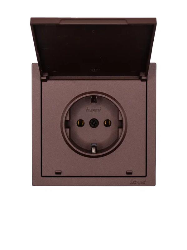  Розетка 1-мест. с/з с крышкой ПБТ СП ZIMA IP20 16А безвинт. зажим шоколад LEZARD 704-7388-123BQC фото в каталоге от BTSprom.by