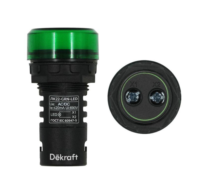 лампа коммутационная adds лк-22 d22мм 24в ac/dc зел. led dekraft 25065dek от BTSprom.by