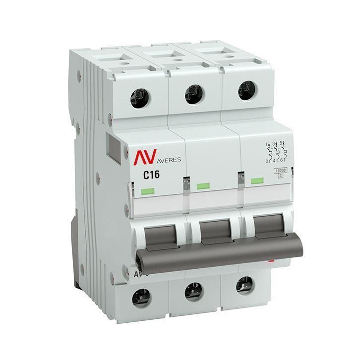 выключатель автоматический модульный 3п c 16а 10ка av-10 averes ekf mcb10-3-16c-av от BTSprom.by