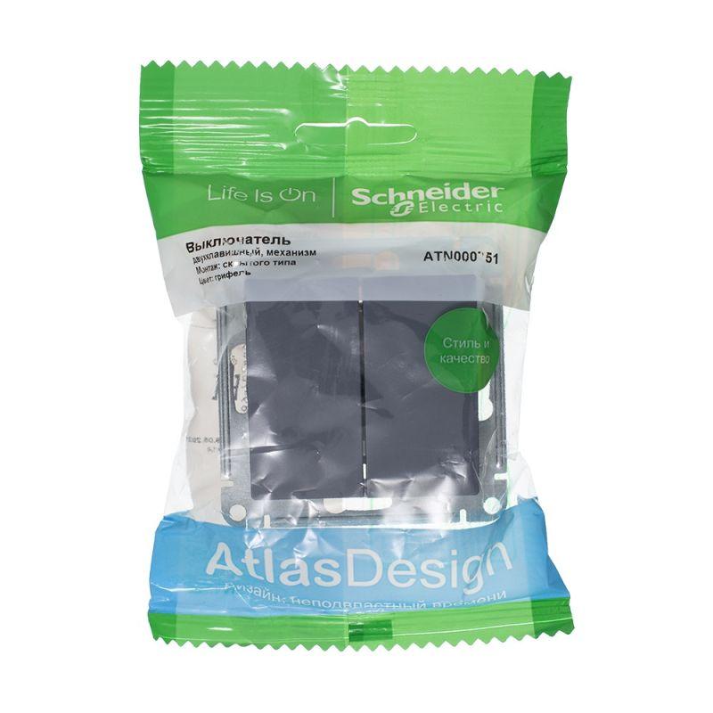  Выключатель 2-кл. СП AtlasDesign 10А IP20 (сх. 5) 10AX механизм грифель SE ATN000751 фото в каталоге от BTSprom.by