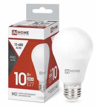 лампа светодиодная низковольтная led-mo-pro 10вт грушевидная матовая 4000к нейтр. бел. e27 900лм 12-48в in home 4690612038032 от BTSprom.by